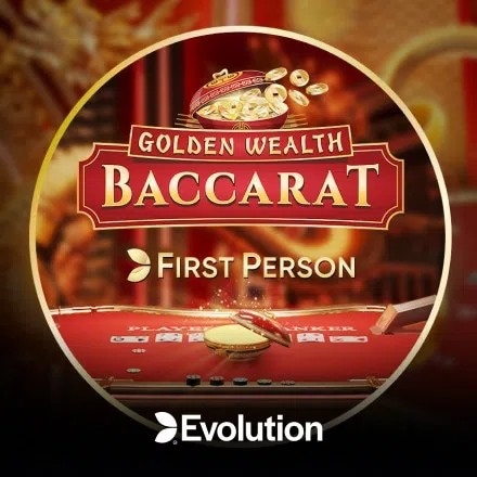 Official Table Games logo: First Person Golden Wealth Baccarat by Evolution at NaoBet